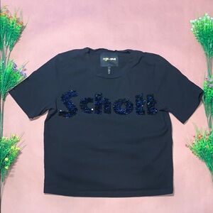 Maje Black Sequin Short Sleeve Tee